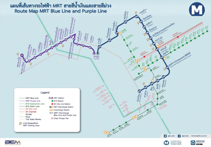 曼谷城市轨道交通地铁MRT线路图