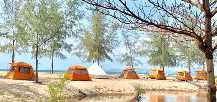 泰国海边帐篷露营Slow life camping，享受休闲的海边度假风光