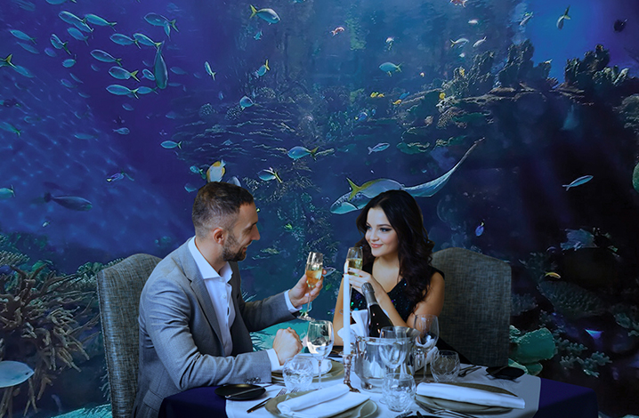 在泰国的最大水族馆餐厅，与海洋生物共进晚餐